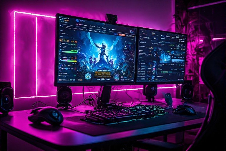 실시간 LOL 경기 화면과 배당률 차트가 표시된 전문가용 게이밍 환경 이미지